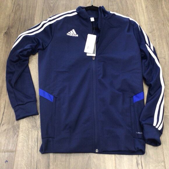 Adidas Youth Tiro 19 Track Jacket Navy White Size Large Zip Up Sweatshirt Soccer - Picture 1 of 4